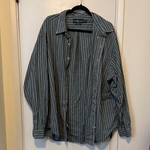 Ralph Lauren Green & Purple Vertical Striped Button-Down Shirt